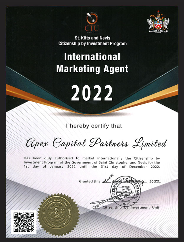 Licensed agent of citizenship program St. Kitts and Nevis