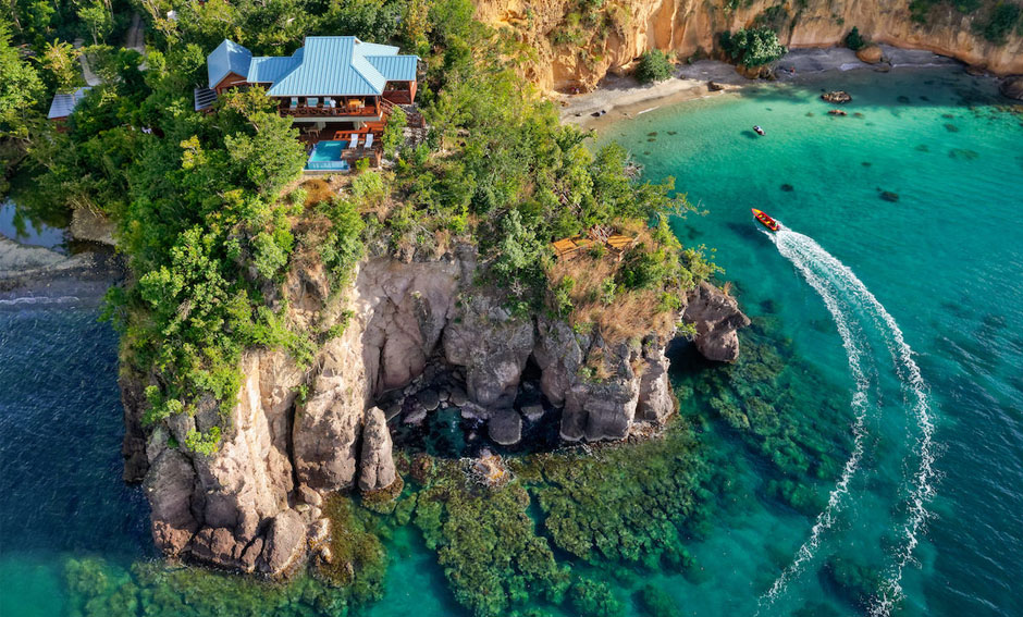 The famous Secret Bay Boutique Hotel in Dominica